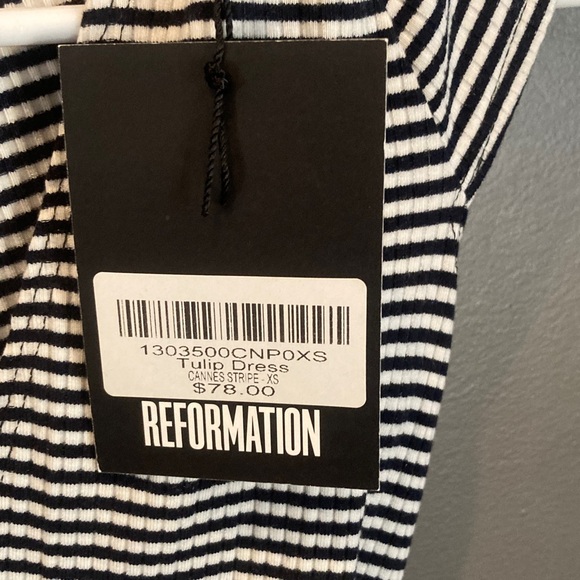 Reformation NWT Tulip dress black and white striped sexy size XS - Picture 4 of 9